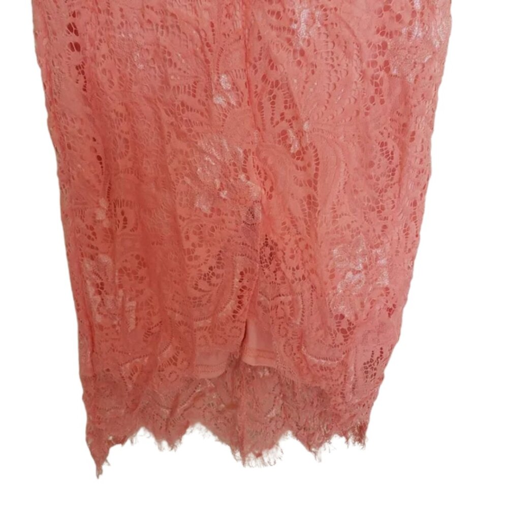 Women's Midi Pink Lace Dress - Picture 3 of 7